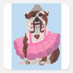 Sticker Carré Ballerine Bouledogue
