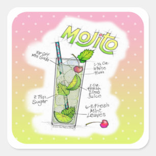 STICKER CARRÉ BALLES - RECETTE DE MOJITO