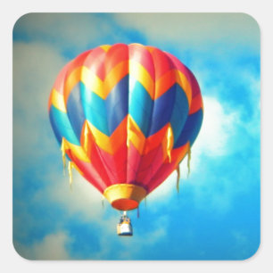 Sticker Carré Ballon à air chaud multicolore