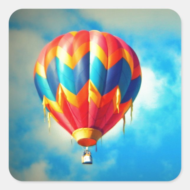 Sticker Carré Ballon à air chaud multicolore (Devant)