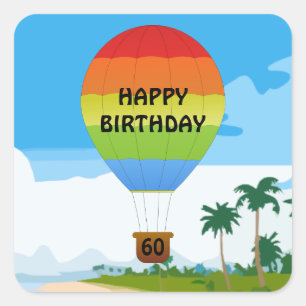 Sticker Carré Ballons à air chaud Anniversaire modèle autocollan