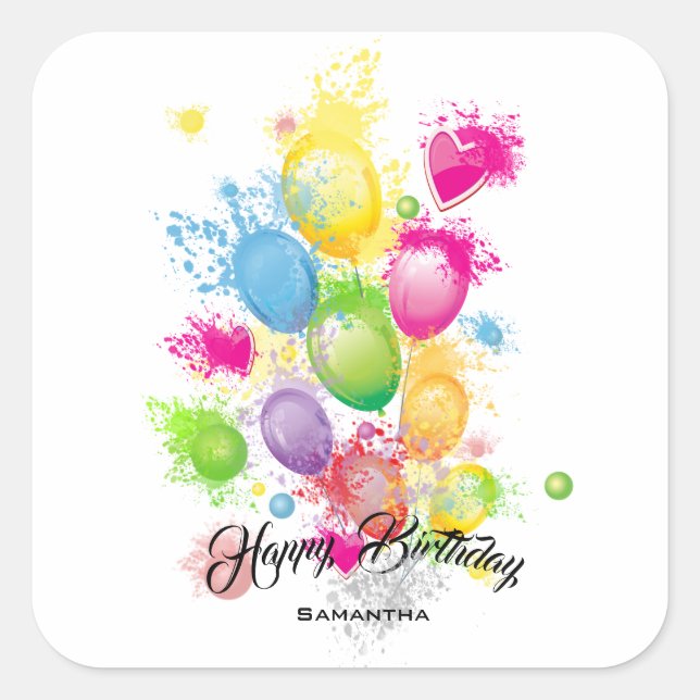 Sticker Carré Ballons d'anniversaire (Devant)