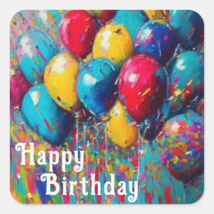 Sticker Carré Ballons d'anniversaire personnalisés