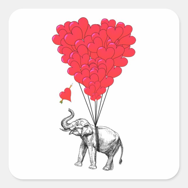 Sticker Carré Ballons éléphants et rouges (Devant)