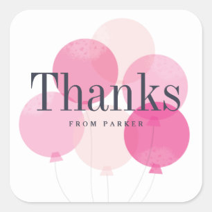 Sticker Carré Ballons modernes groupés rose merci