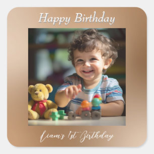 Sticker Carré Ballons Ours En Jouet Enfants Photo Anniversaire