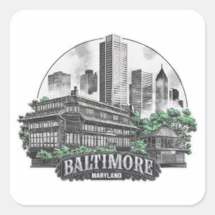 Sticker Carré Baltimore City Maryland USA