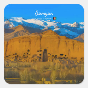 Sticker Carré Bamyan, Afghanistan - Vallée de la falaise du Boud