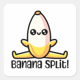 Sticker Carré Banana Split ! Pun à banane mignonne