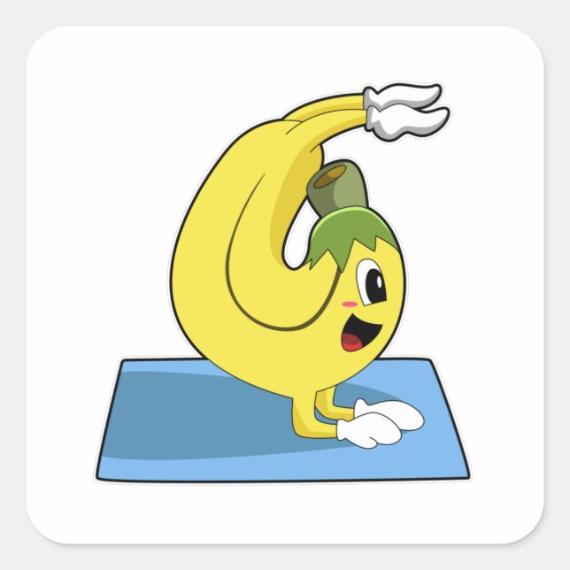 Sticker Carré Banane au Yoga sur tapis de Yoga (Devant)