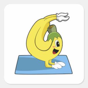 Sticker Carré Banane au Yoga sur tapis de Yoga