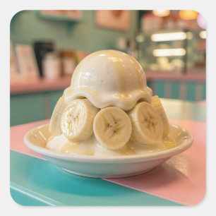 Sticker Carré Banane en résine Sundae Boutique de glace rétro