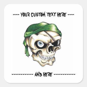 Sticker Carré Bandana frais de crâne de pirate de symbole de