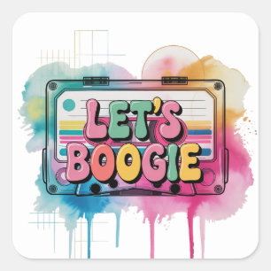 Sticker Carré Bande Cassette Rétro Faisons la Boogie Anniversair