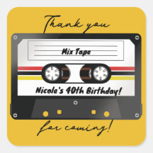 Bande Cassette Rétro Jaune Fête Anniversaire 90