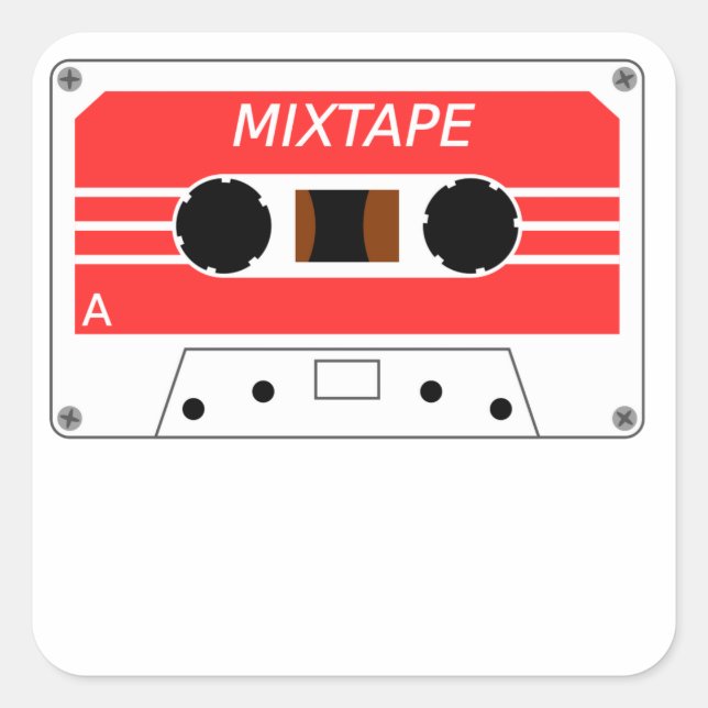 Sticker Carré Bande de cassette rouge (Devant)