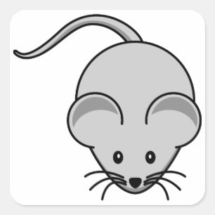 Sticker Carré Bande dessinée grise de souris