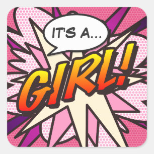 Sticker Carré Bande dessinée Pop Art C'EST UNE FILLE Révélation 