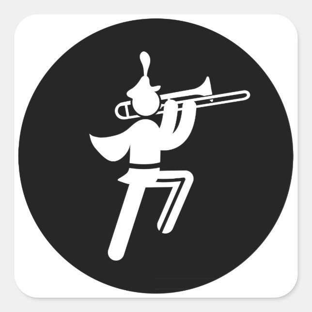 Sticker Carré Bande Marche - Joueur Trombone (Devant)