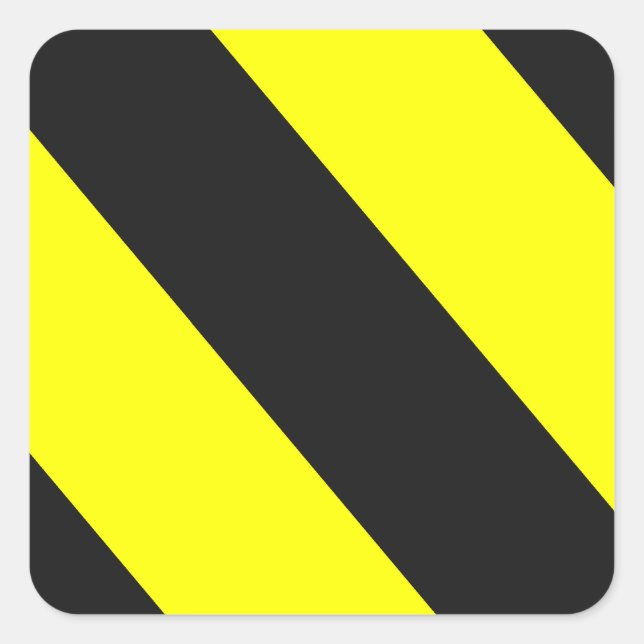 Sticker Carré Bandes d'avertissement jaune noir (Devant)