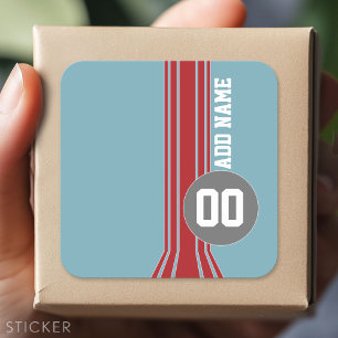 Sticker Carré Bandes de course avec nom et numéro personnalisé