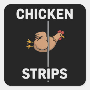Sticker Carré Bandes de Poulet Pun Drôles de Blagues Sarcasme Vi