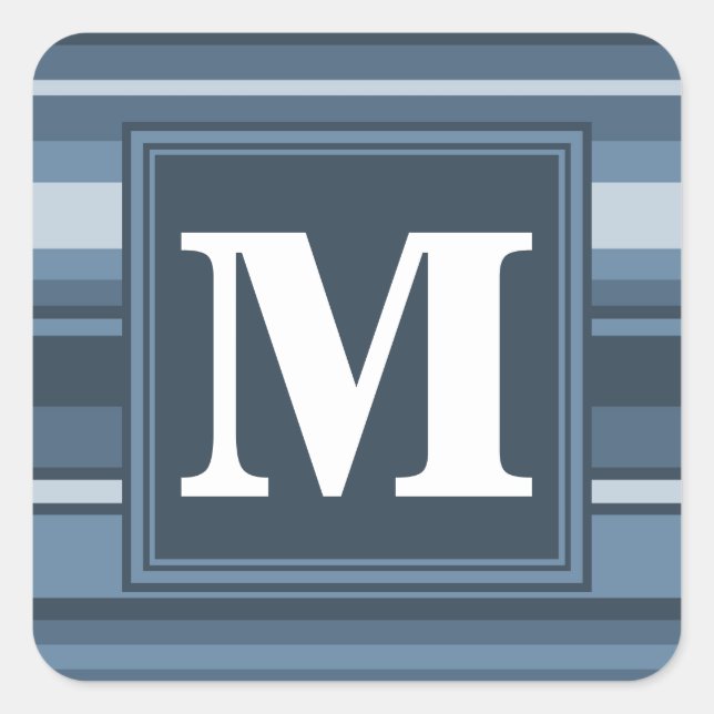 Sticker Carré Bandes gris monogramme (Devant)