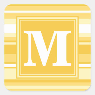 Sticker Carré Bandes jaunes monogrammes