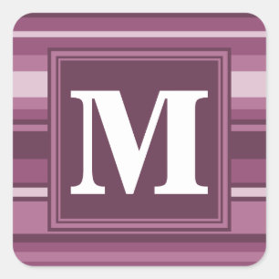 Sticker Carré Bandes mauve monogrammes