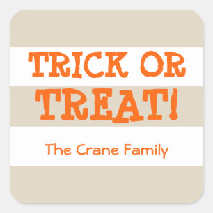 Sticker Carré Bandes modernes orange tour ou traiter Halloween