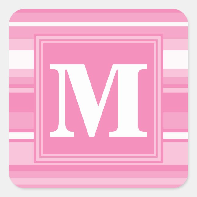 Sticker Carré Bandes rose monogramme (Devant)
