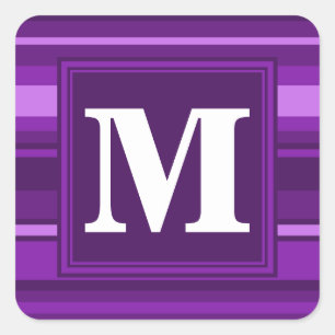 Sticker Carré Bandes violettes monogrammes