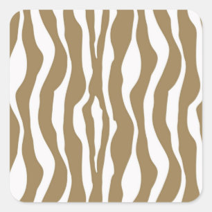 Sticker Carré Bandes Zèbre - Taupe Tan et Blanc