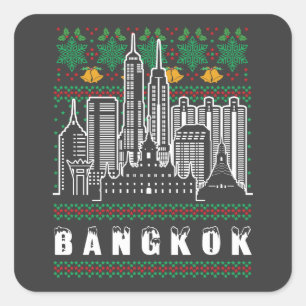 Sticker Carré Bangkok Thaïlande Noël laid