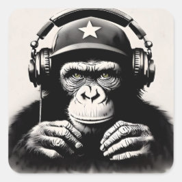Sticker Carré Banksy DJ Monkey Gorilla Chimp