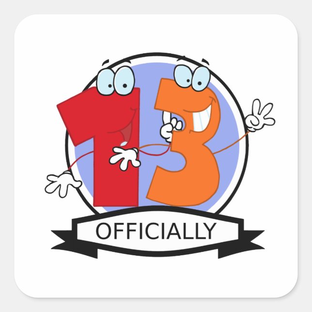 Sticker Carré Bannière officielle de 13 Anniversaires (Devant)