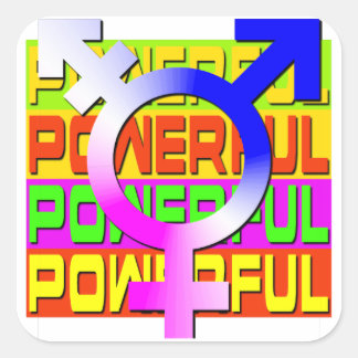 Sticker Carré Bannières de couleurs puissantes Trans Pride