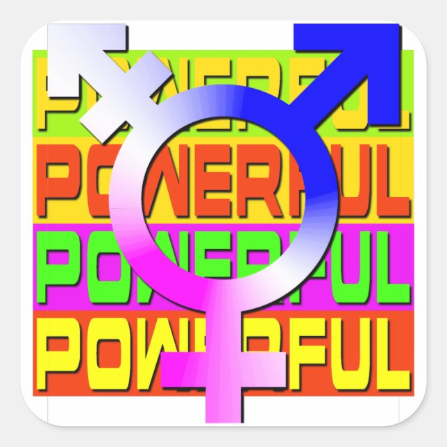 Sticker Carré Bannières de couleurs puissantes Trans Pride (Devant)