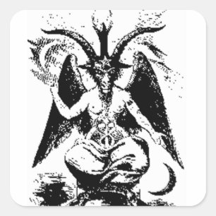Sticker Carré Baphomet noir vintage