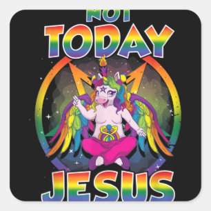 Sticker Carré Baphomet Sigil Pas aujourd'hui Jésus Satanic Unico