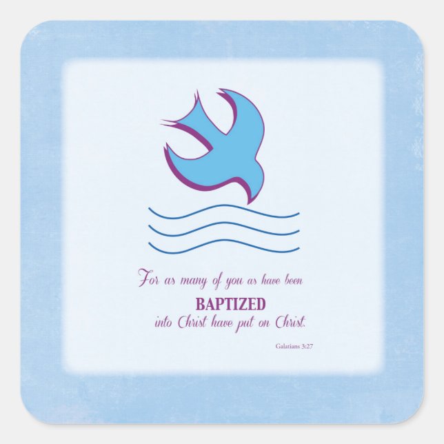 Sticker Carré Baptême adulte sur bleu (Devant)