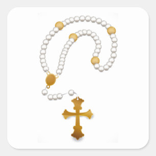 Sticker Carré Baptême Christening Evénement Religieux Rosaire Cr