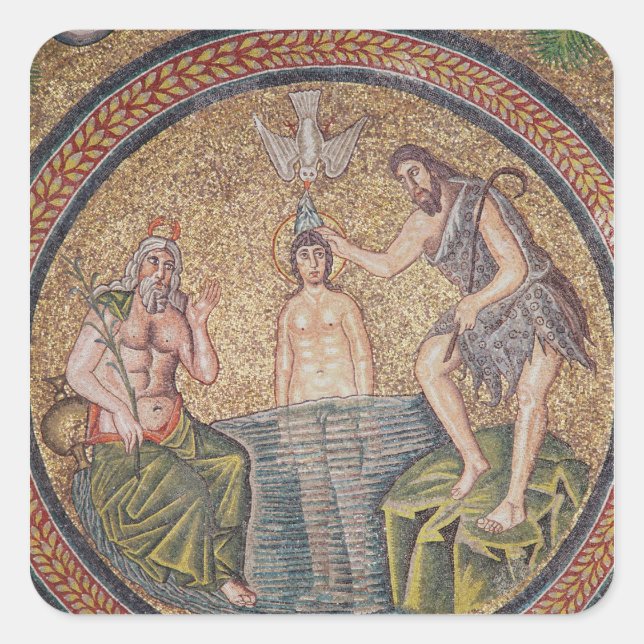 Sticker Carré Baptême du Christ par Jean le Baptiste (Devant)