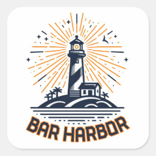 Sticker Carré Bar Harbor Maine Phare Lever du soleil