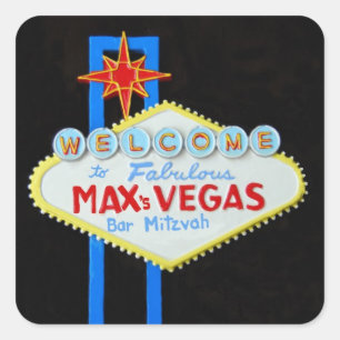 Sticker Carré Bar Mitzvah Las Vegas personnalisé Max