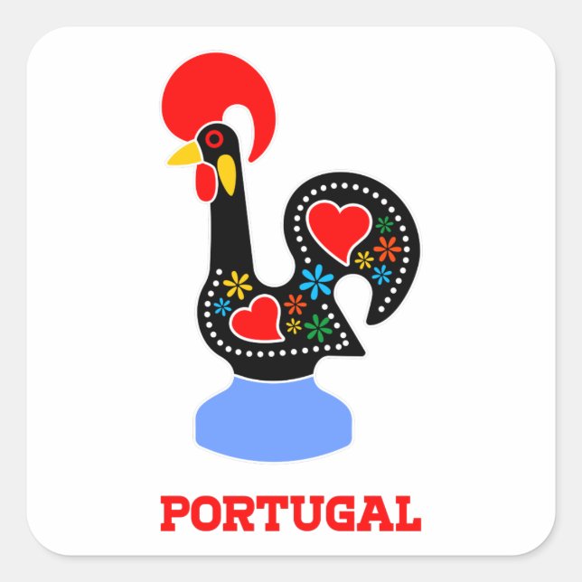 Sticker Carré Barcelos Rooster (Devant)