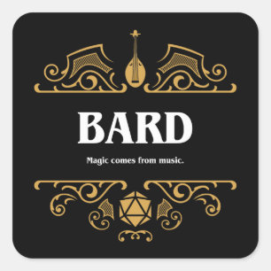 Sticker Carré Bard Classe Tablett Jeu RPG