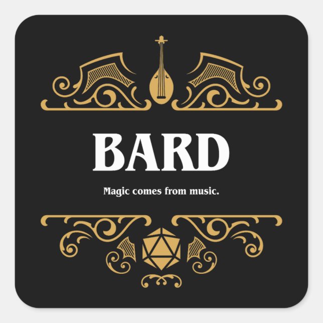 Sticker Carré Bard Classe Tablett Jeu RPG (Devant)