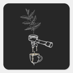 Sticker Carré Barista Art Plante café