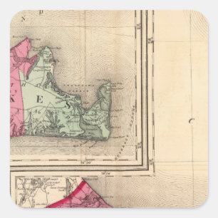 Sticker Carré Barnstable, ducs, comtés de Nantucket